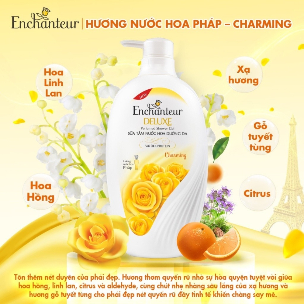 Sữa tắm hương nước hoa dưỡng da Enchanteur Charming 450g