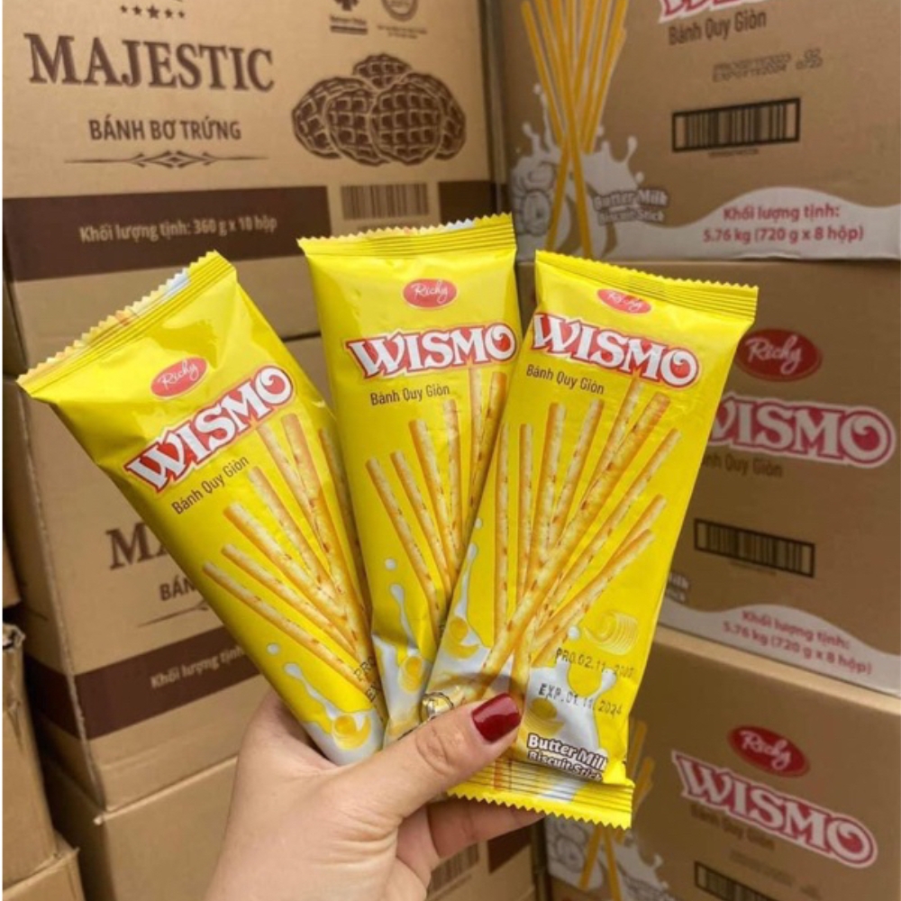 Bánh que giòn Richy Wismo vị bơ sữa hộp 720g (30gx24 gói/hộp)