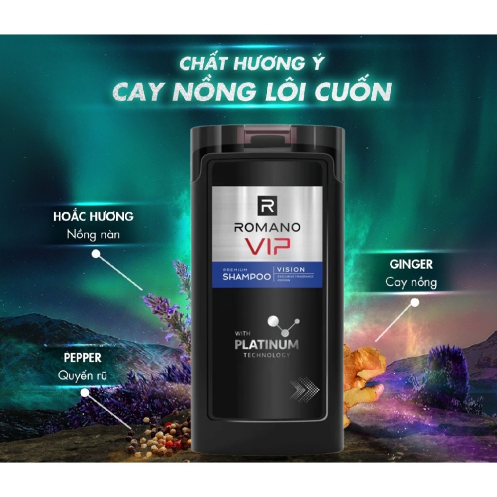 Dầu gội hương nước hoa cao cấp Romano VIP Vision/Passion 180g
