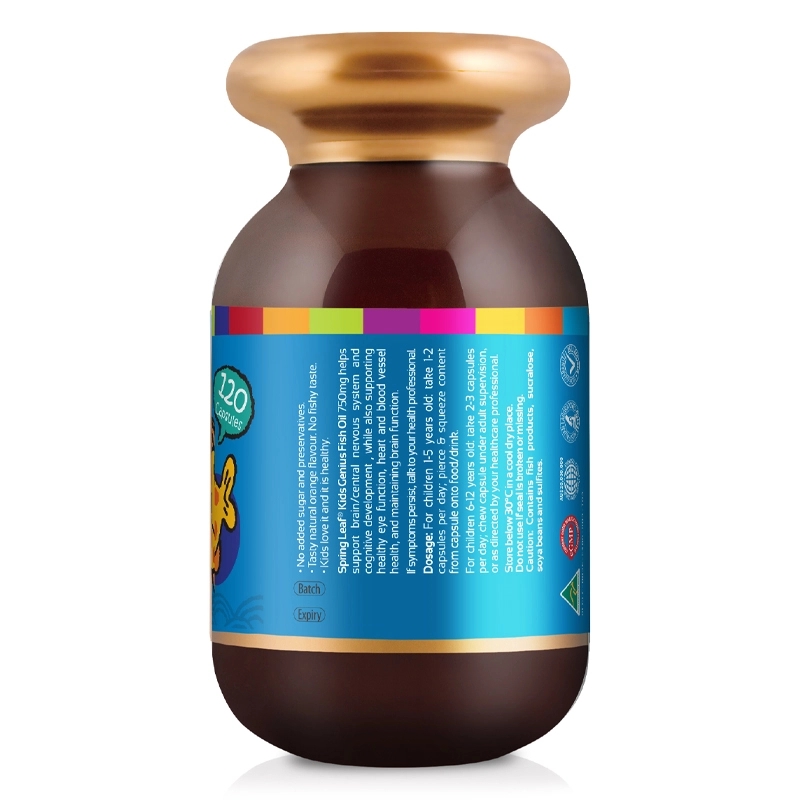 Viên uống SpringLeaf Kids Genius Fish Oil hỗ trợ não bộ và thị giác 120 viên (từ 1 tuổi)