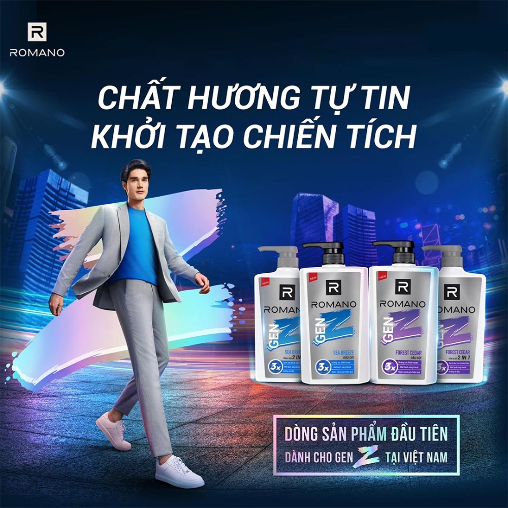 Tắm gội 2in1 sạch sâu Romano Genz Sea Breeze/Forest Cedar 610g