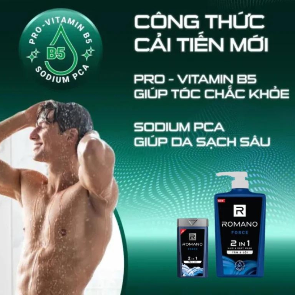 Tắm gội 2in1 hương nước hoa Romano Classic/Attitude/Force 650g