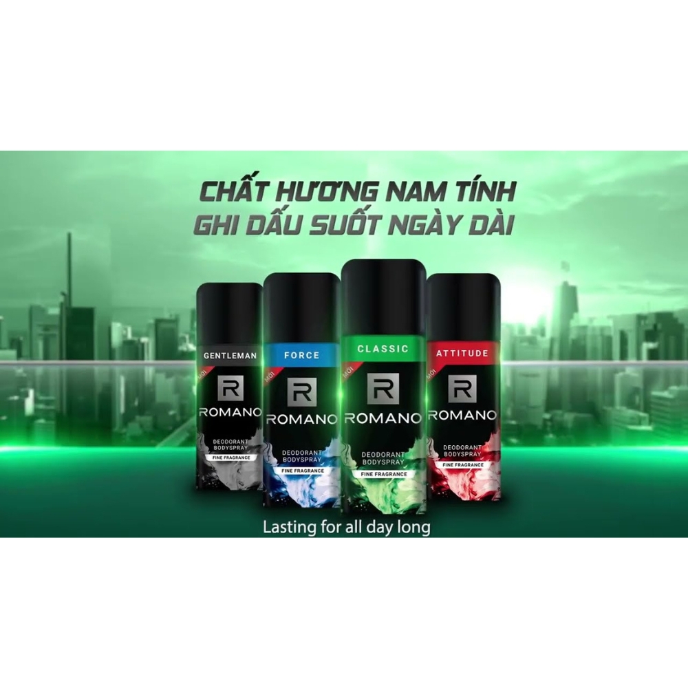 Xịt khử mùi hương nước hoa Romano Classic/Attitude/Gentleman/Force 150ml