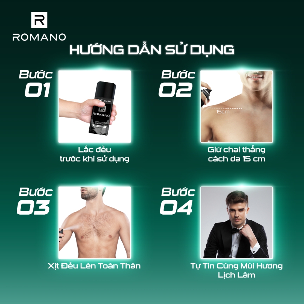 Xịt khử mùi hương nước hoa cao cấp Romano VIP Vision/Passion 150ml