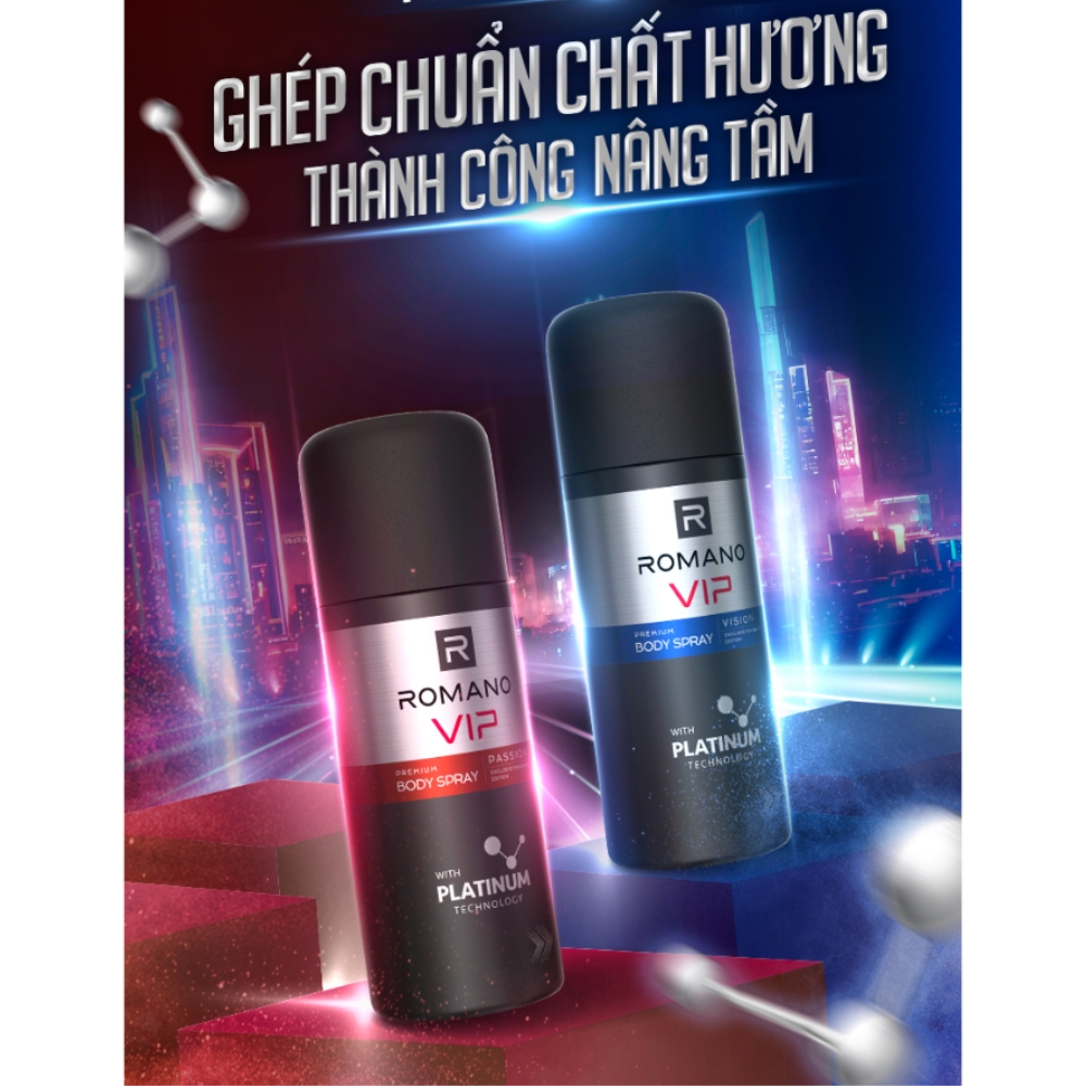 Xịt khử mùi hương nước hoa cao cấp Romano VIP Vision/Passion 150ml