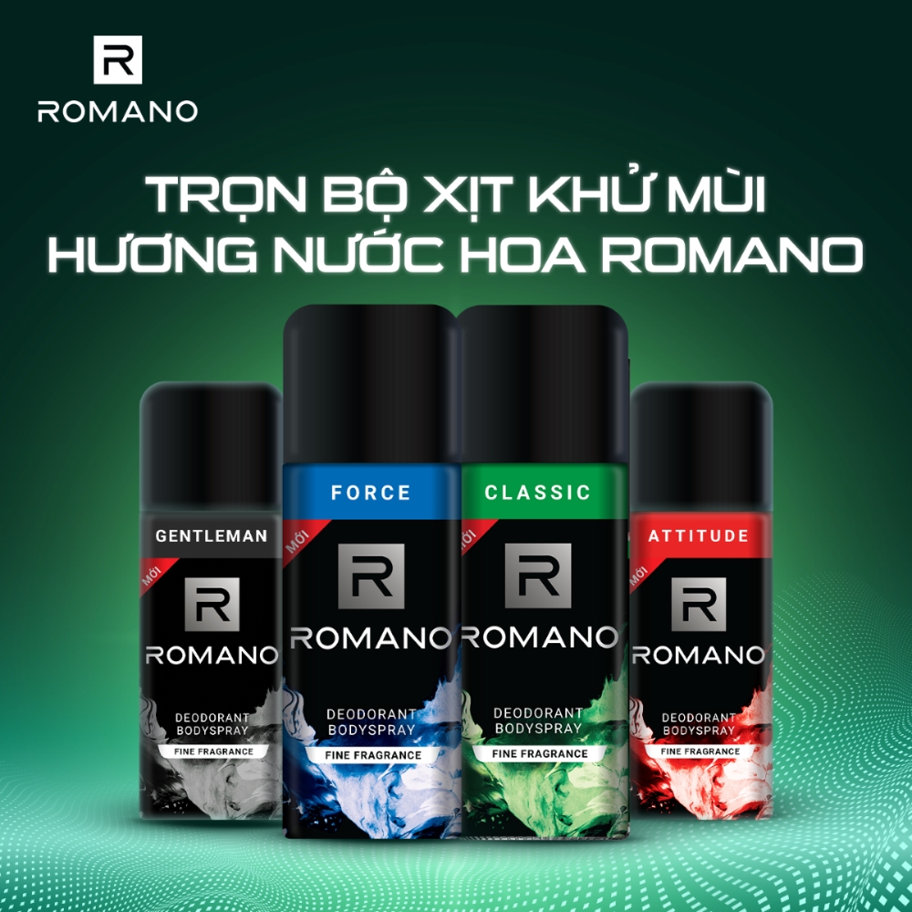 Xịt khử mùi hương nước hoa Romano Classic/Attitude/Gentleman/Force 150ml