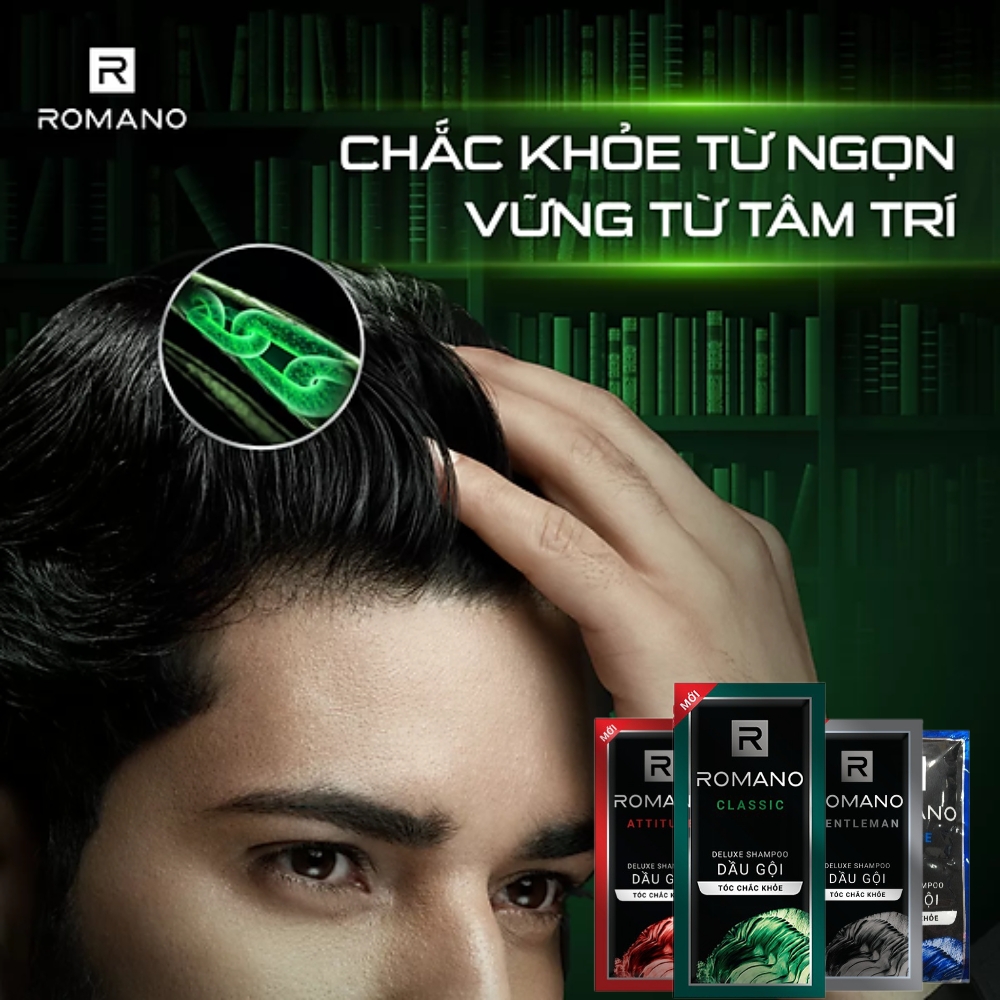 Dây 14 gói 5g dầu gội hương nước hoa Romano Classic/Attitude/Force/Gentleman