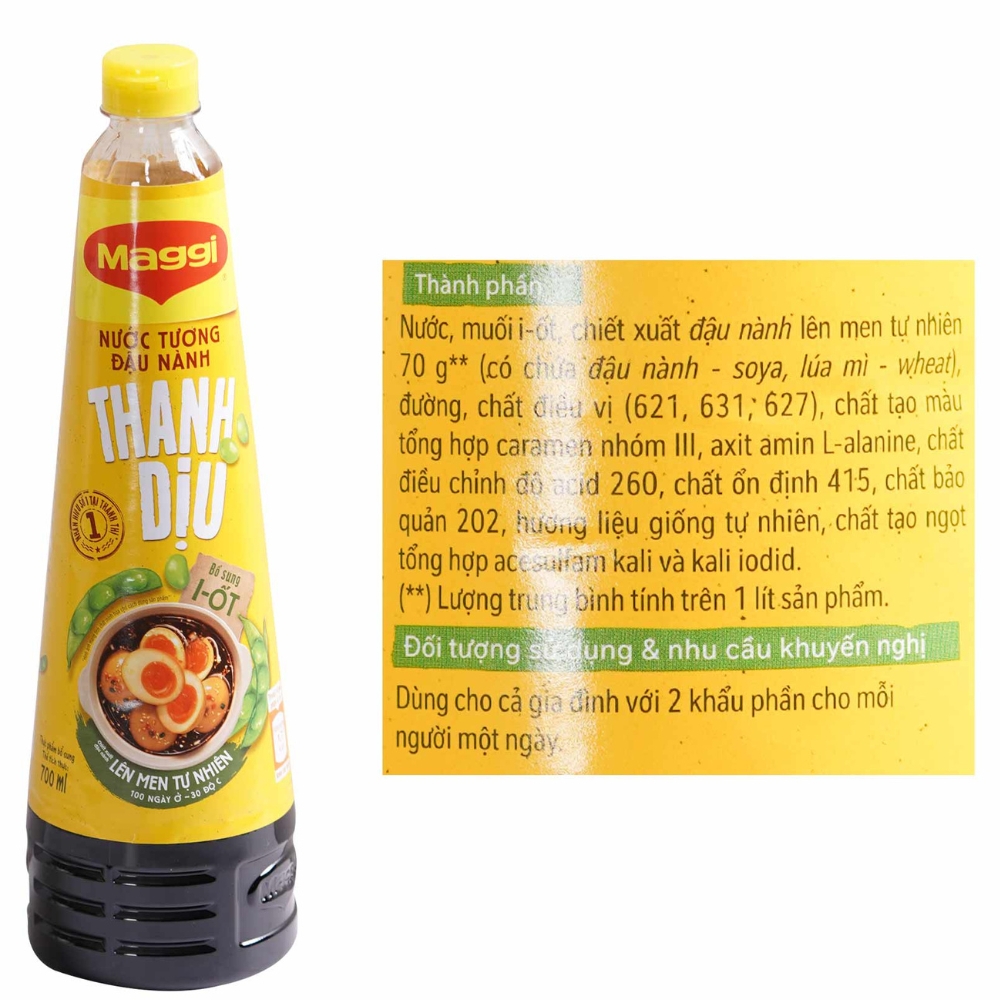 Nước tương đậu nành Maggi thanh dịu chai 200ml/300ml/450ml/700ml