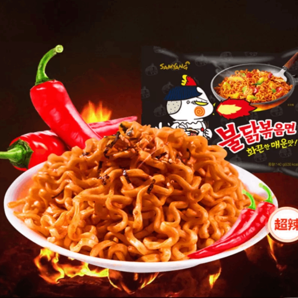 Thùng 40 gói mì khô gà cay Samyang vị truyền thống/kem Ý Carbonara/phô mai/cream Carbo 140g