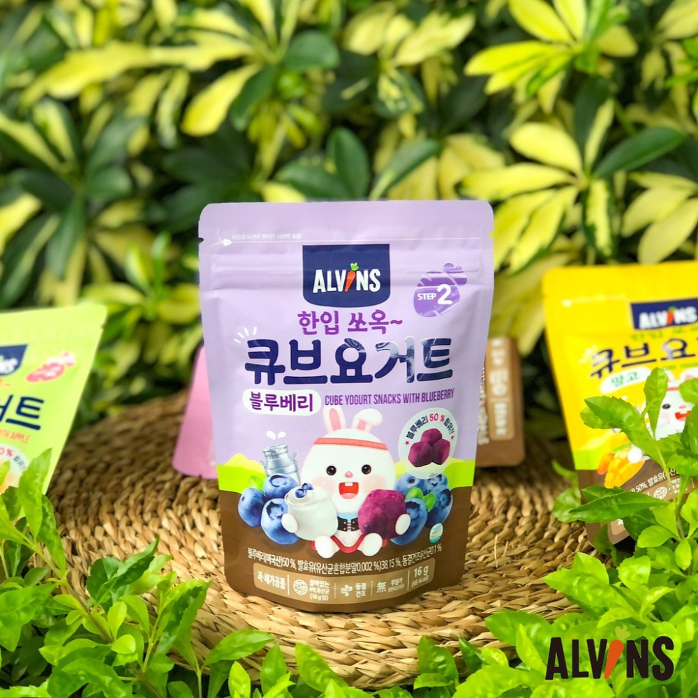 Sữa chua khô sấy lạnh cho bé vị việt quất/vị dâu Alvins 16g dành cho bé từ 1 tuổi