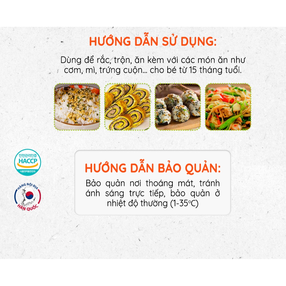 Gia vị rắc cơm cho bé vị gà/vị rau củ/vị tôm Alvins 28g dành cho bé từ 15 tháng tuổi