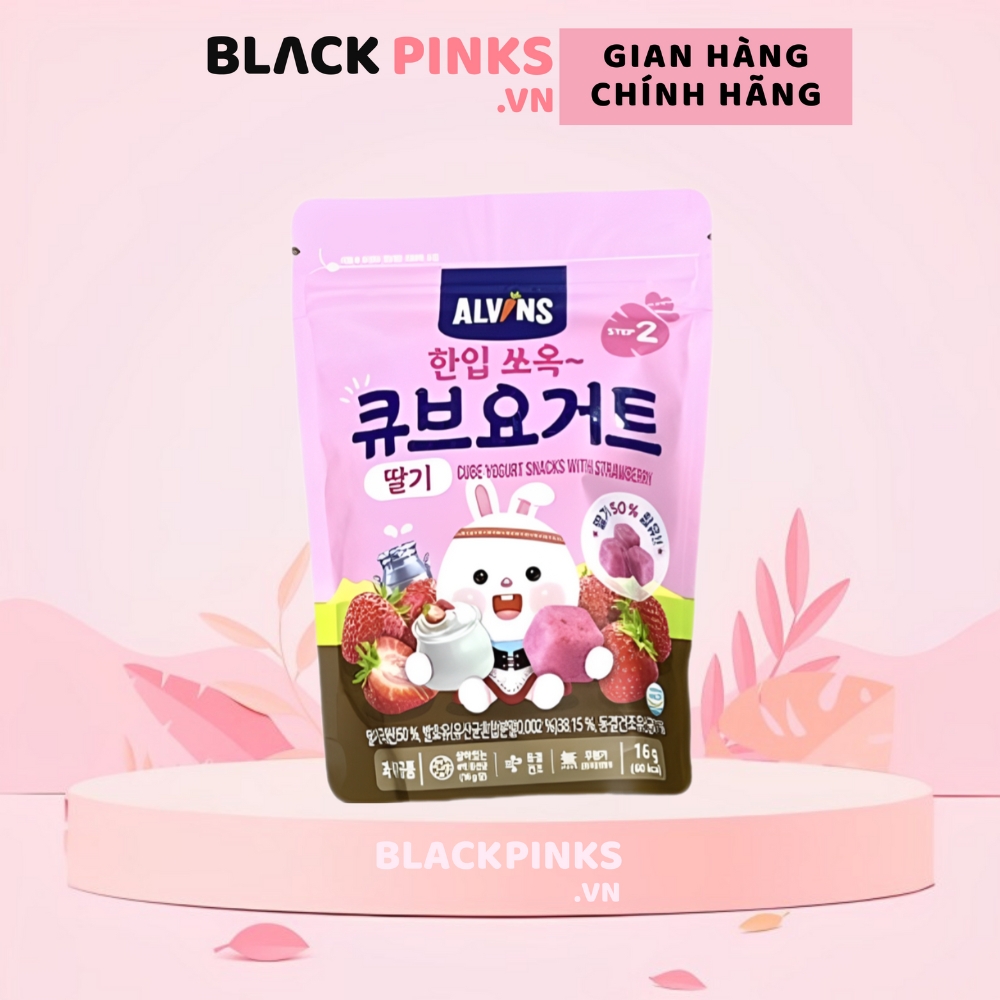 Sữa chua khô sấy lạnh cho bé vị việt quất/vị dâu Alvins 16g dành cho bé từ 1 tuổi