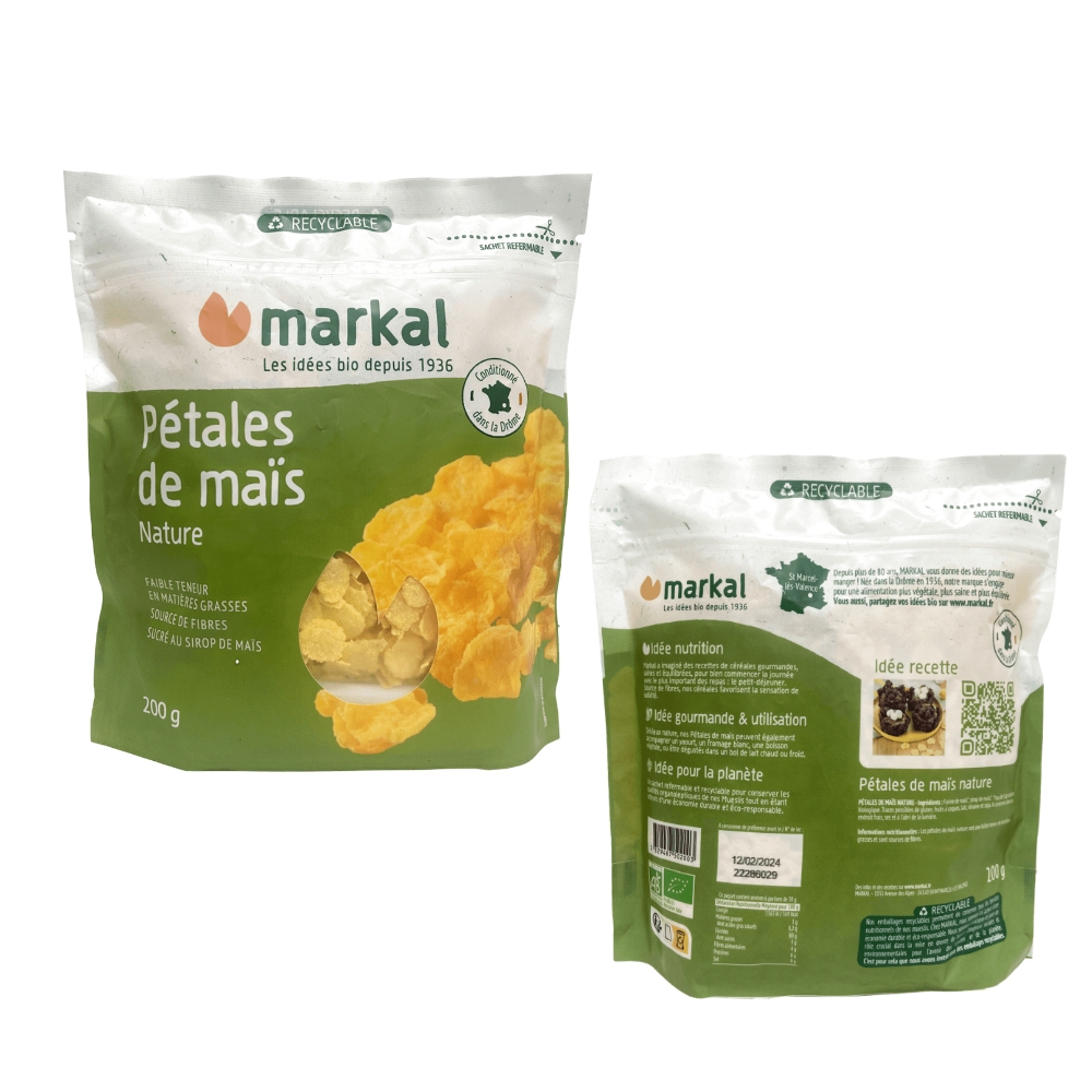 Ngũ cốc hữu cơ bắp (ngô) cán dẹp Markal 200g