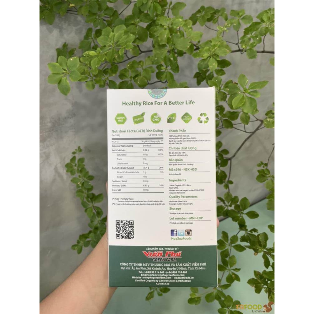 Gạo trắng hữu cơ ST25 Hoa Sữa 1kg