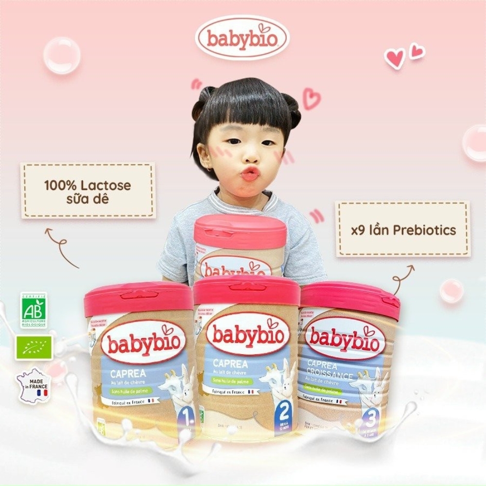 Sữa dê hữu cơ Babybio số 1/số 2/số 3 800g dành cho bé từ sơ sinh đến 36 tháng tuổi