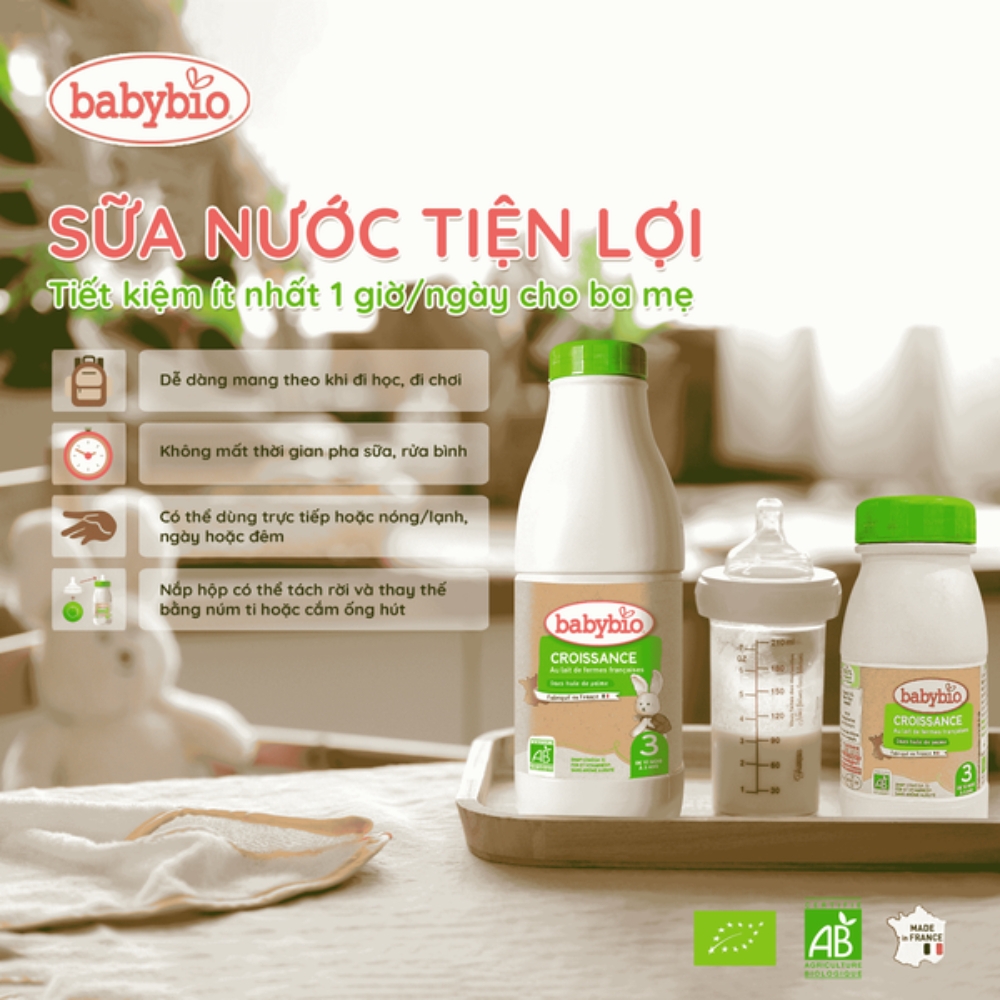 Sản phẩm dinh dưỡng công thức Babybio với mục đích ăn bổ sung 250ml dành cho trẻ từ 10 tháng đến 3 tuổi