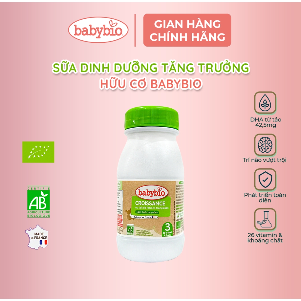 Sản phẩm dinh dưỡng công thức Babybio với mục đích ăn bổ sung 250ml dành cho trẻ từ 10 tháng đến 3 tuổi