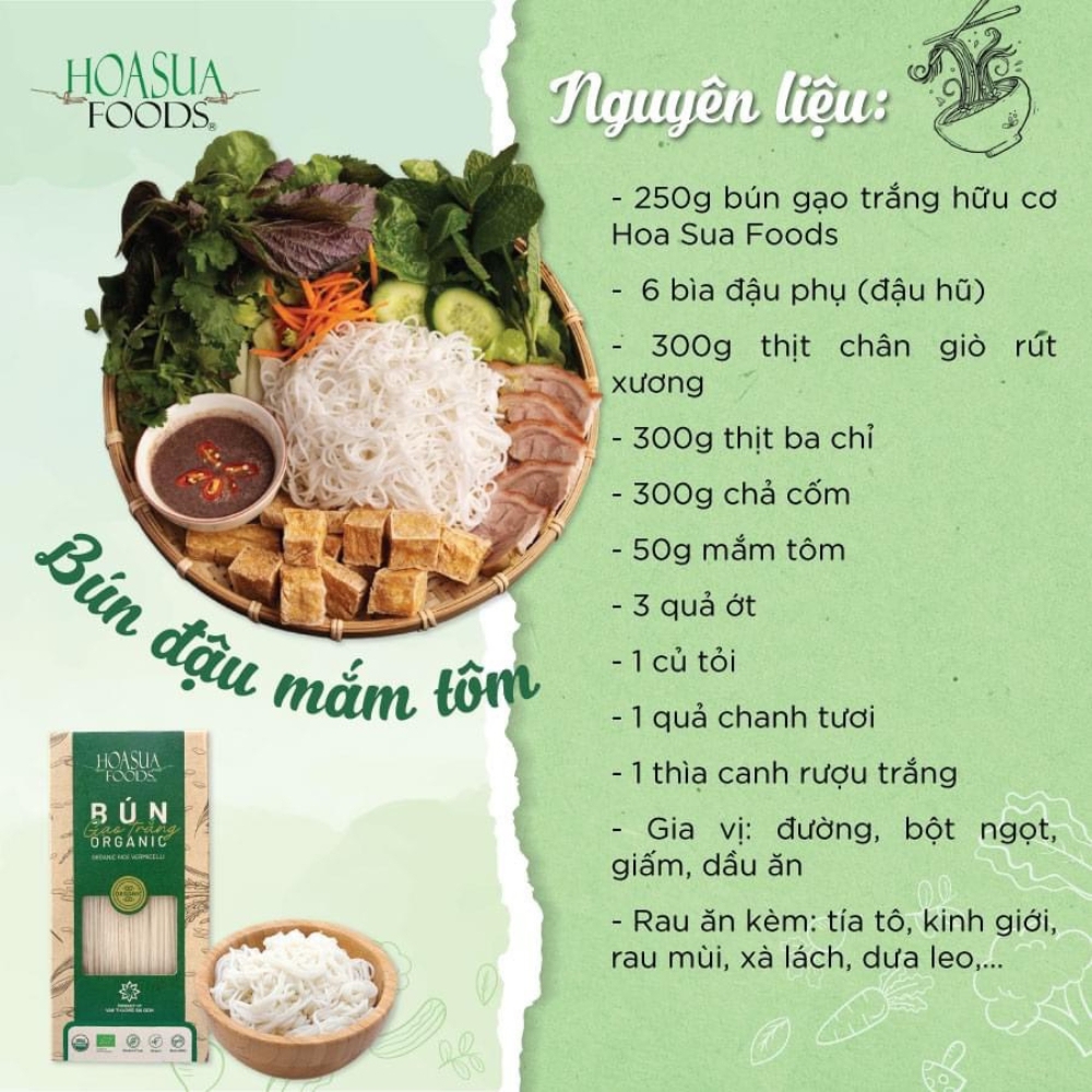 Bún gạo trắng/lứt hữu cơ Hoa Sữa 250g