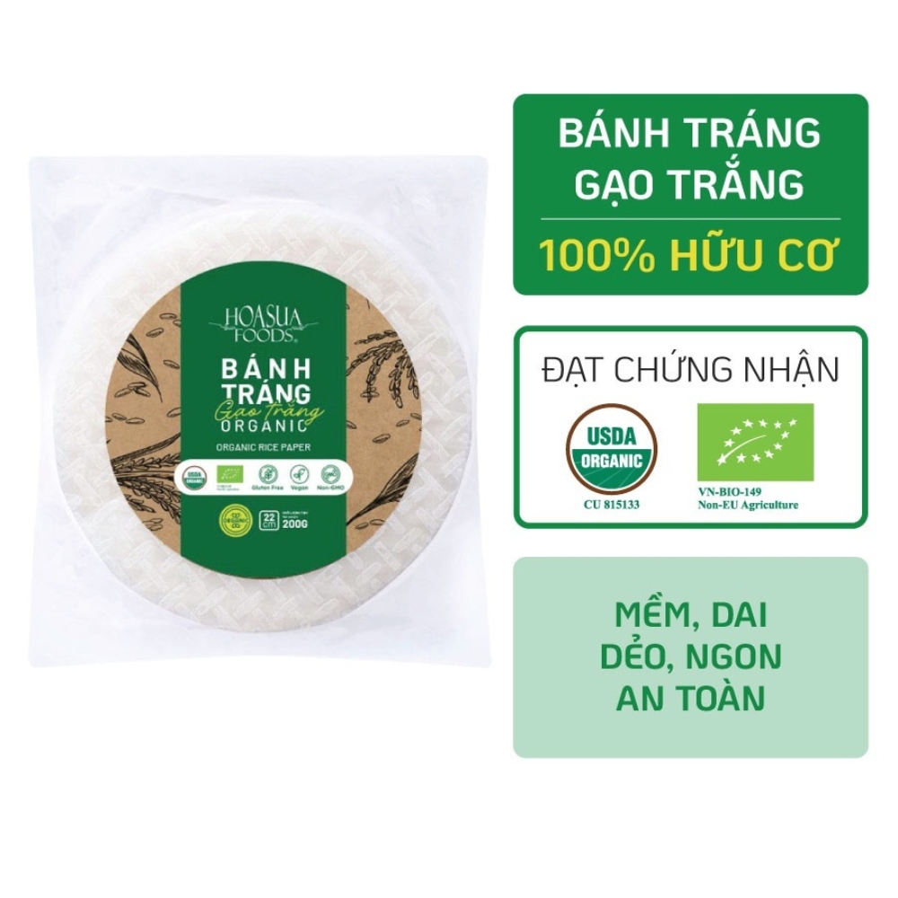 Bánh tráng gạo trắng/lứt hữu cơ Hoa Sữa 200g