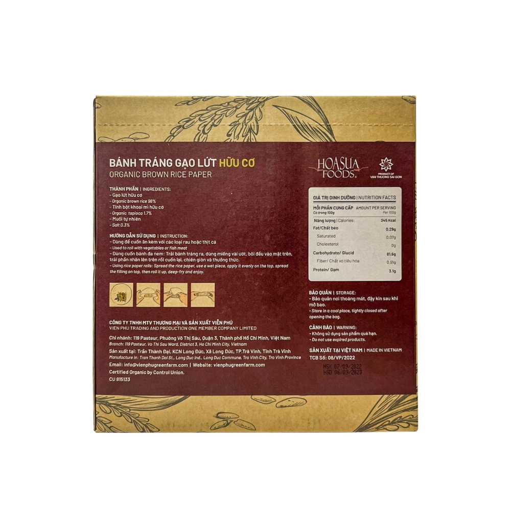 Bánh tráng gạo trắng/lứt hữu cơ Hoa Sữa 200g