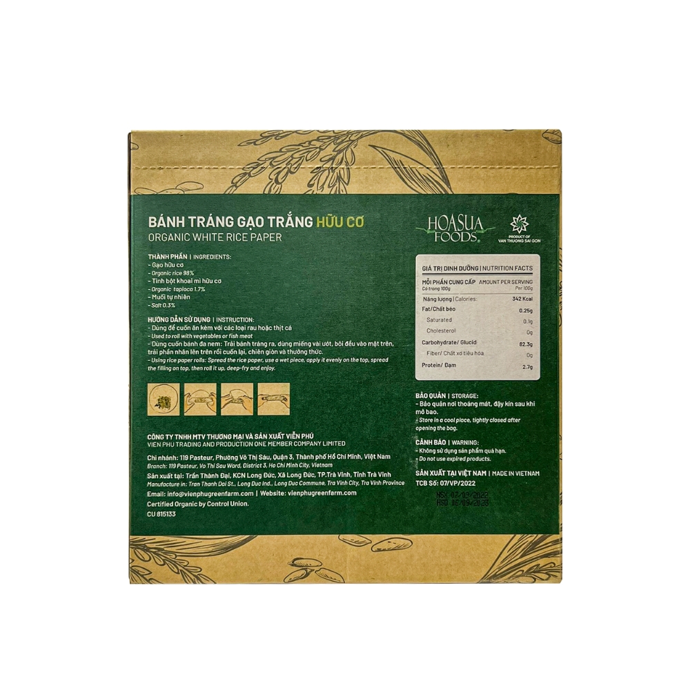 Bánh tráng gạo trắng/lứt hữu cơ Hoa Sữa 200g