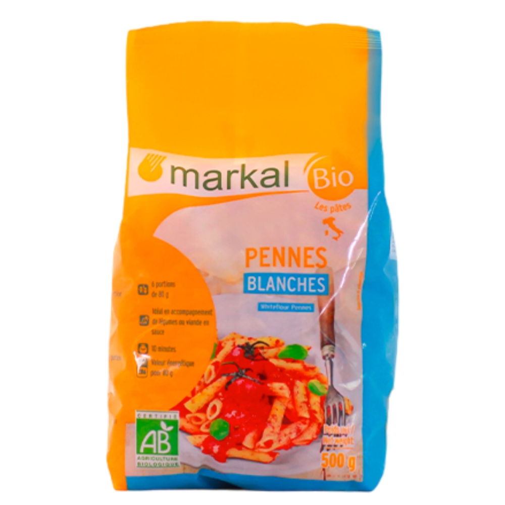 Mì ống penne lứt/bán lứt/trắng hữu cơ Markal 500g
