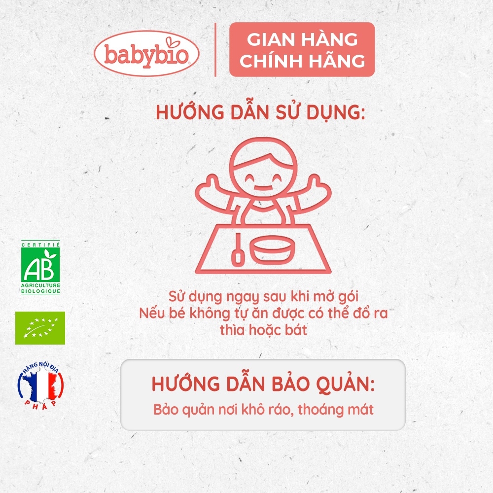 Trái cây nghiền hữu cơ cho bé nhiều vị Babybio 90g dành cho bé từ 6 tháng tuổi trở lên