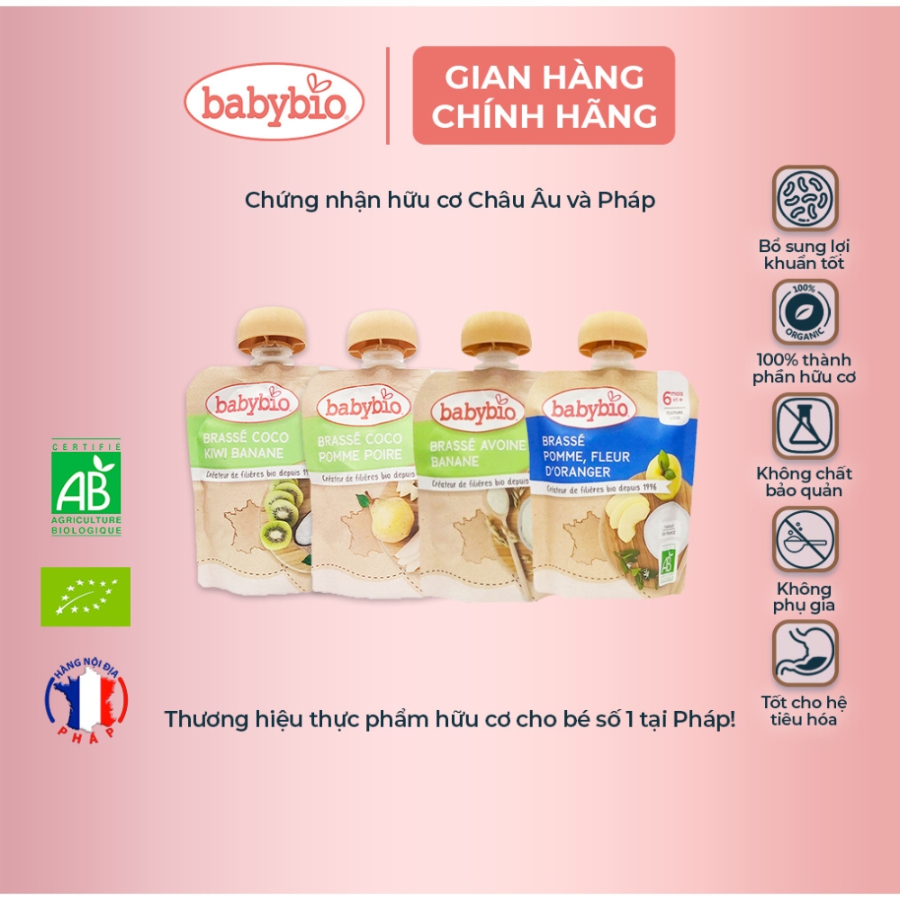 Sữa chua dừa/yến mạch hữu cơ cho bé nhiều vị Babybio 85g dành cho bé từ 6 tháng tuổi trở lên