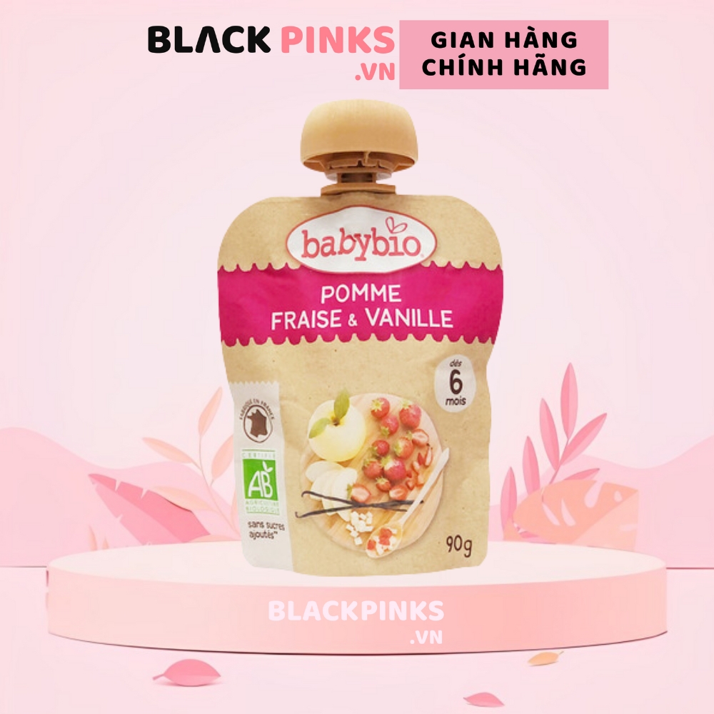 Trái cây nghiền hữu cơ cho bé nhiều vị Babybio 90g dành cho bé từ 6 tháng tuổi trở lên