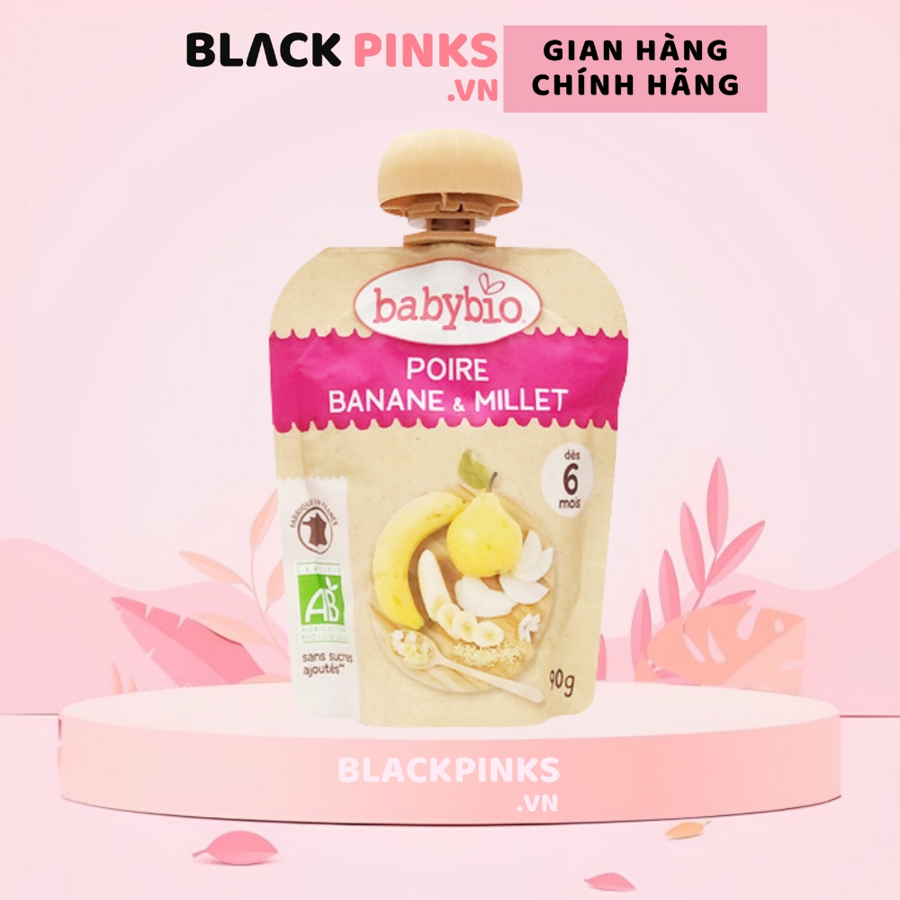 Trái cây nghiền hữu cơ cho bé nhiều vị Babybio 90g dành cho bé từ 6 tháng tuổi trở lên