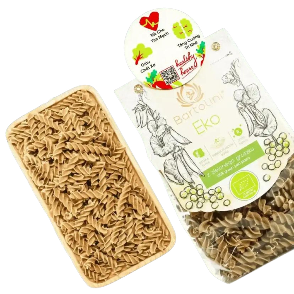 Mì nui xoắn hữu cơ đậu Hà Lan/đậu lăng đỏ cam Bartolini 250g