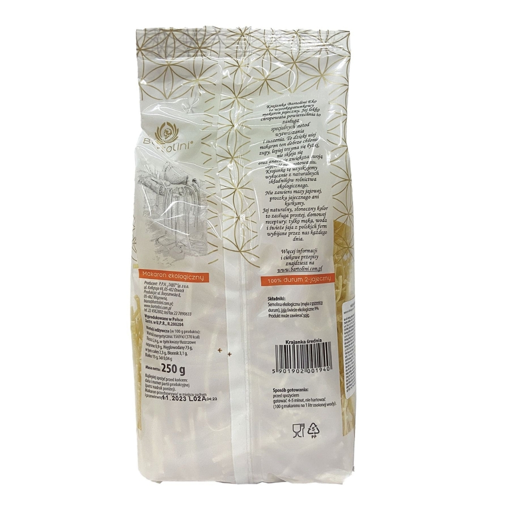 Mì sợi hữu cơ 2 trứng/kiều mạch Bartolini 250g