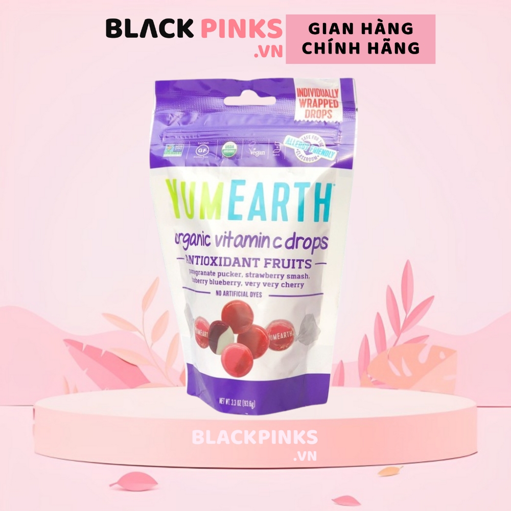Kẹo viên/kẹo dẻo hữu cơ hình gấu/hình hạt đậu vị bạc hà/vị trái cây bổ sung vitamin C Yumearth 93,6g/50g