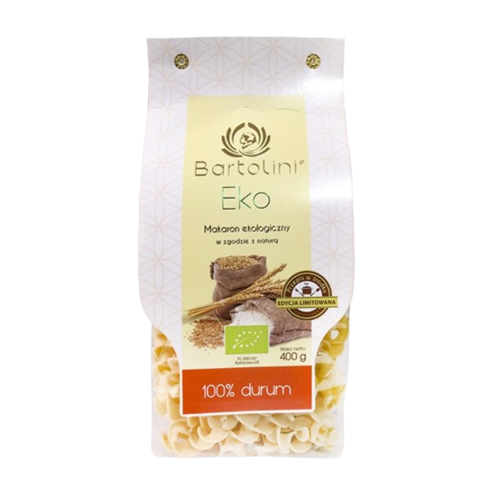 Mì nui xoắn hữu cơ/rau củ 3 màu Bartolini 400g