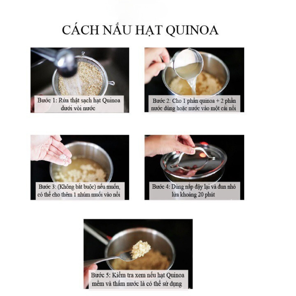 Hạt diêm mạch quinoa trắng/đỏ/đen/3 màu hữu cơ Amavie Foods 500g