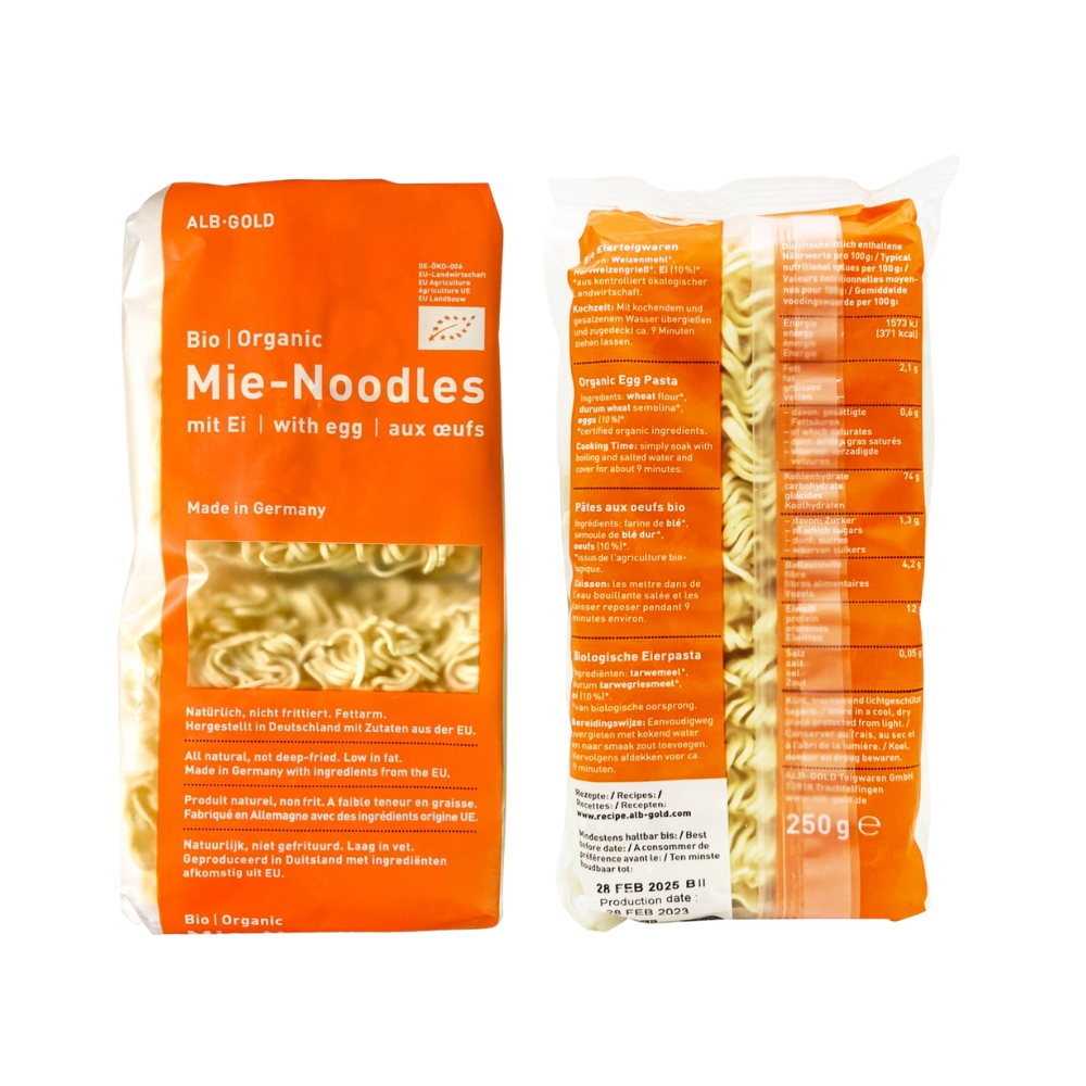 Túi 4 miếng mì ăn liền hữu cơ có trứng Alb.gold 250g