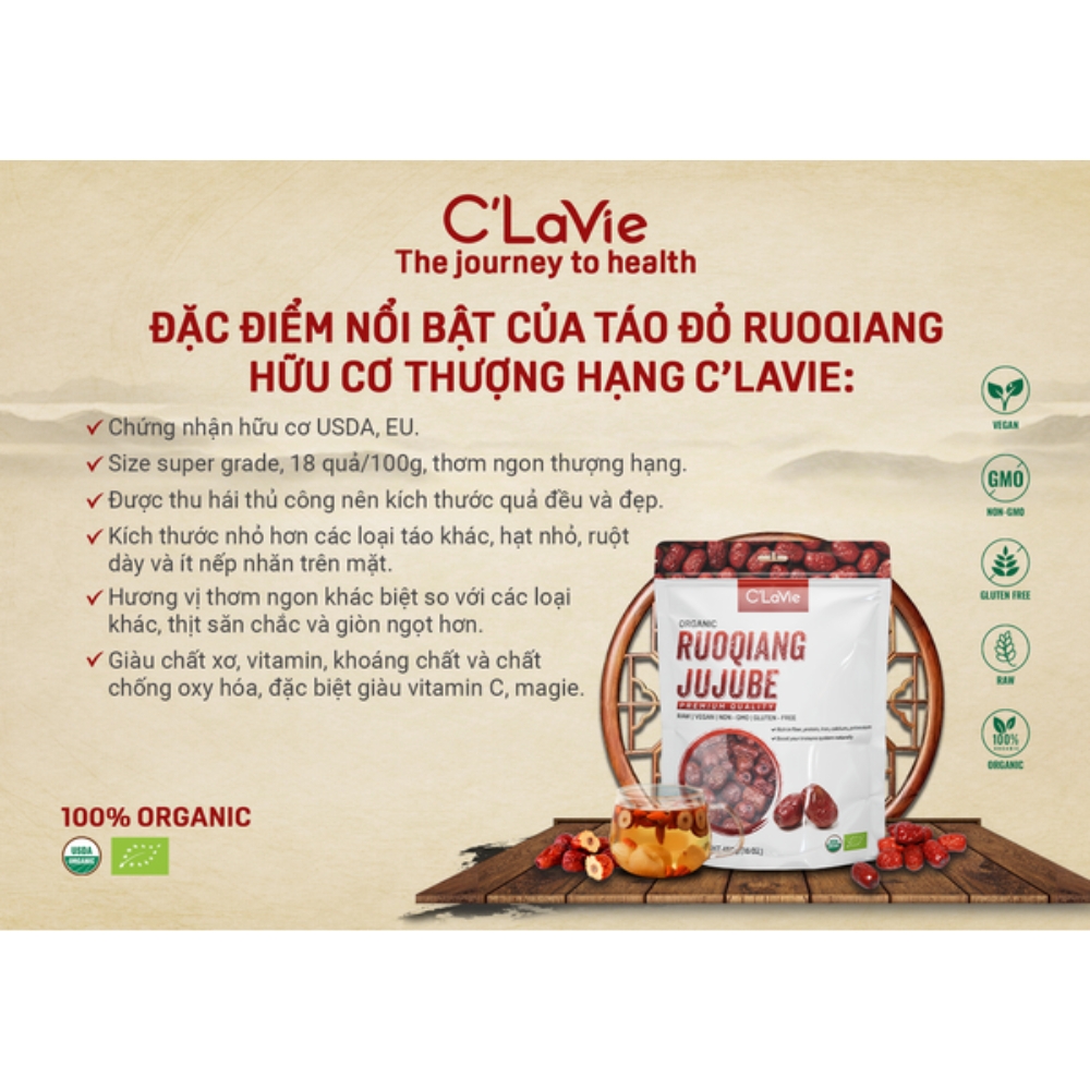Táo đỏ Ruoqiang hữu cơ C'LaVie 450g