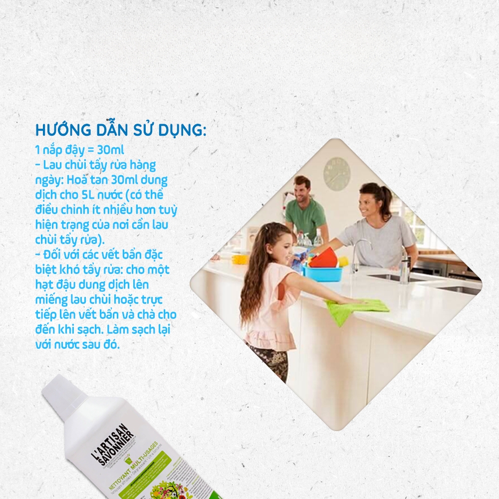 Tẩy rửa đa năng nhiều bề mặt hữu cơ Harmonie Verte 1 lít