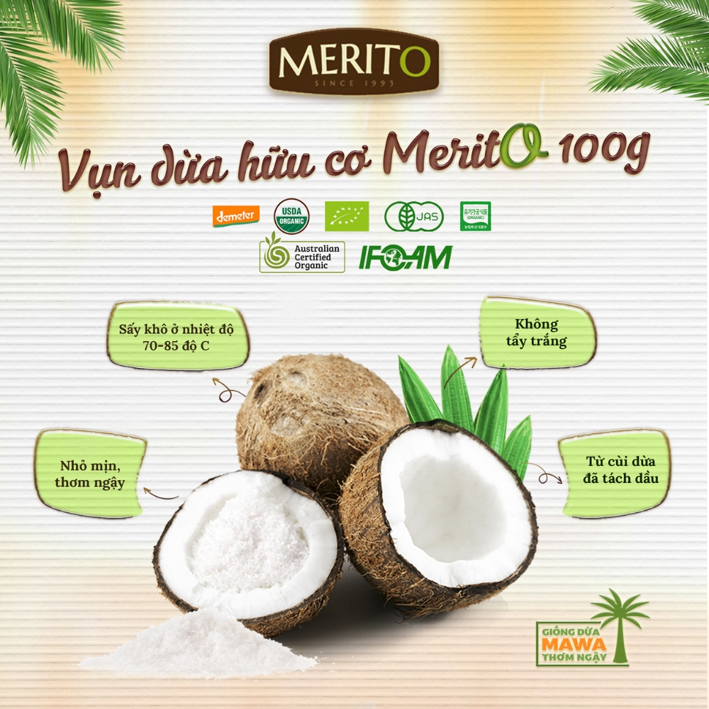 Vụn dừa hữu cơ MeritO 100g