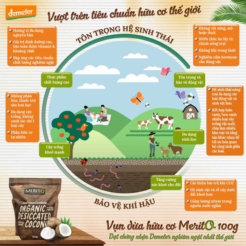 Vụn dừa hữu cơ MeritO 100g