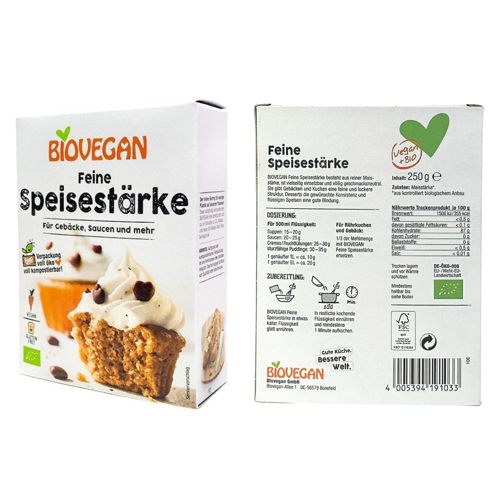 Tinh bột bắp hữu cơ Biovegan 250g