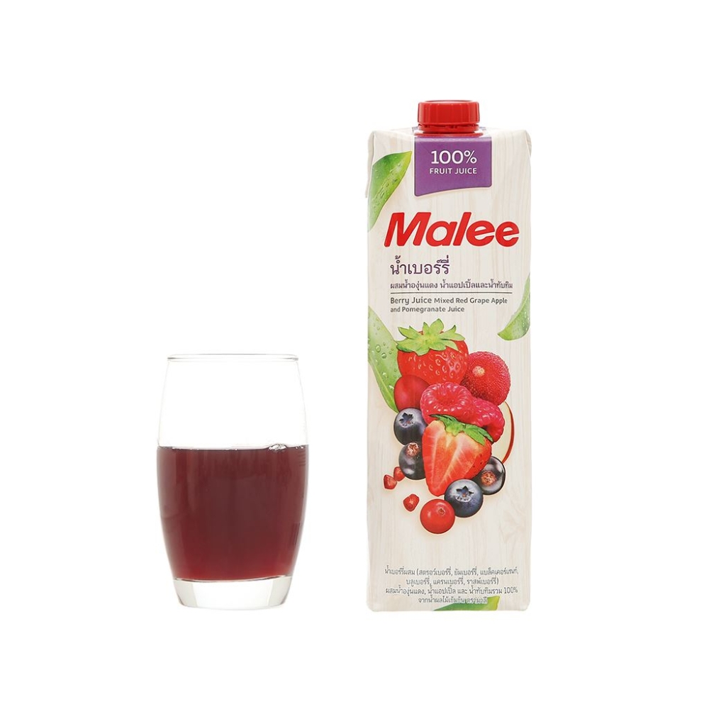 Nước ép nho/lựu & trái cây/berry & trái cây/Vải/Cherry không đường Malee 1 lít