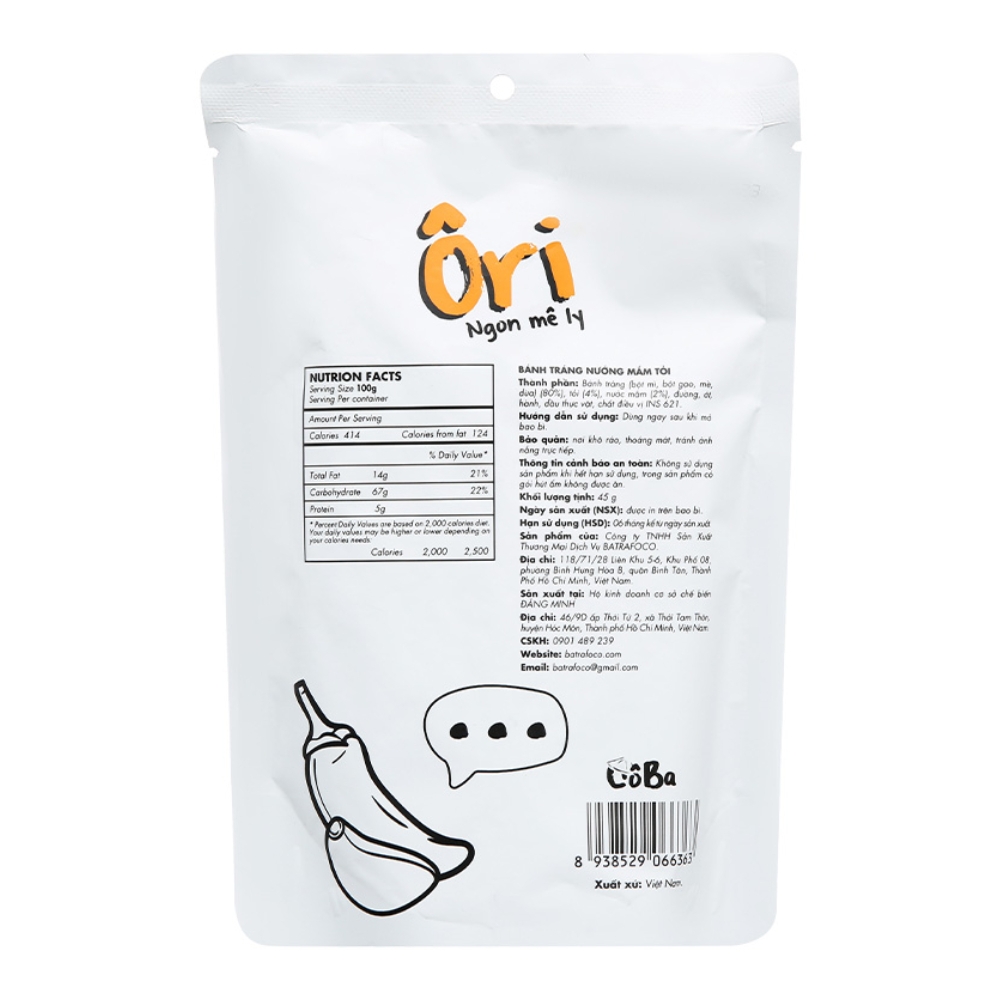 Bánh tráng nướng Cô Ba nhiều hương vị gói 45g