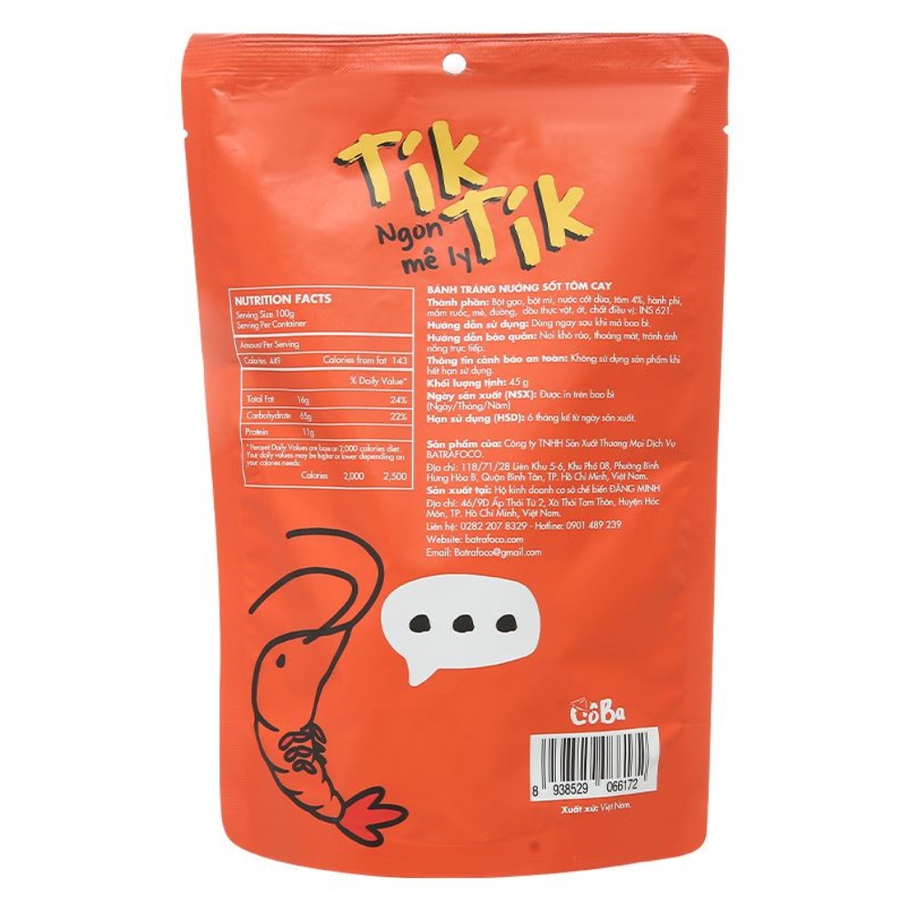 [Combo 5/10 gói] Bánh tráng nướng Cô Ba nhiều hương vị gói 45g