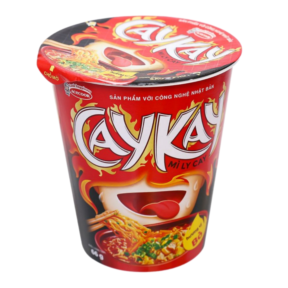 Mì Caykay vị kim chi ly 64g/bò ly 66g
