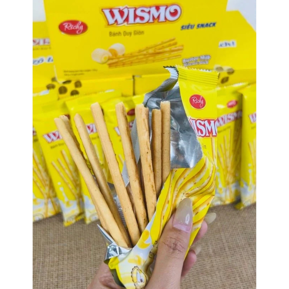 Bánh que giòn Richy Wismo vị bơ sữa hộp 720g (30gx24 gói/hộp)
