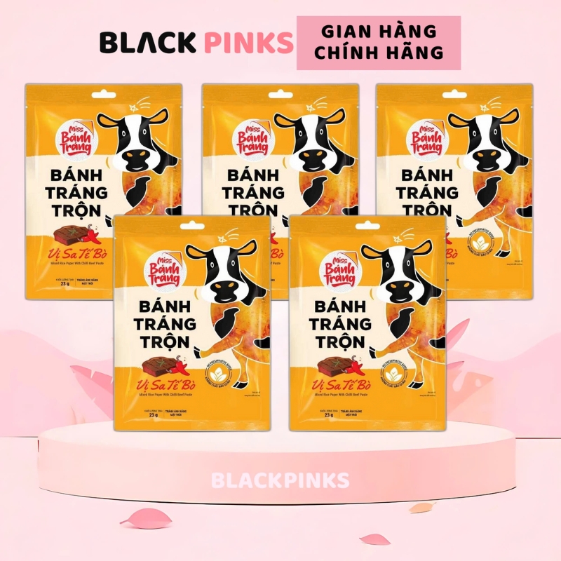 Combo 5 gói Miss Bánh Tráng Trộn Vina Snack gà quay/phô mai/chanh sả/rong biển/sa tếtôm/bò/ 20-23g