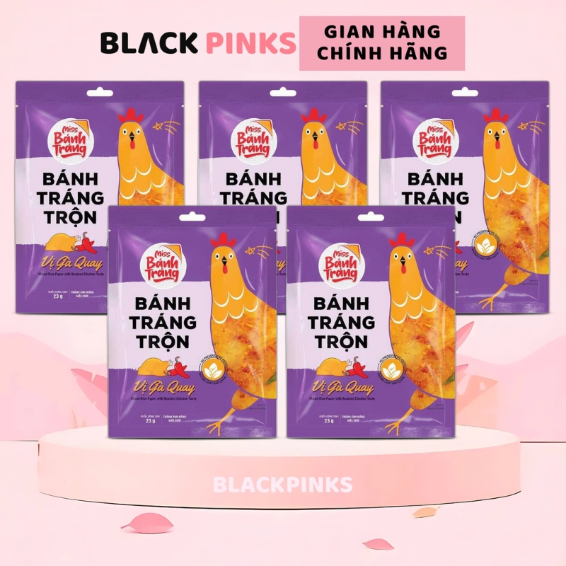 Combo 5 gói Miss Bánh Tráng Trộn Vina Snack gà quay/phô mai/chanh sả/rong biển/sa tếtôm/bò/ 20-23g