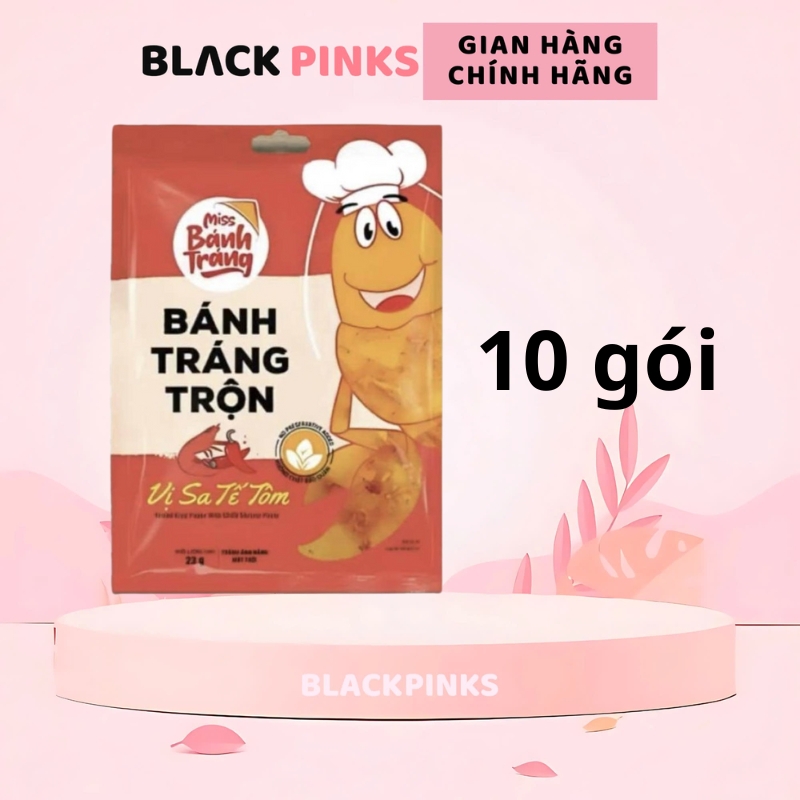Combo 10 gói Miss Bánh Tráng Trộn Vina Snack gà quay/phô mai/chanh sả/rong biển/sa tếtôm/bò/ 20-23g