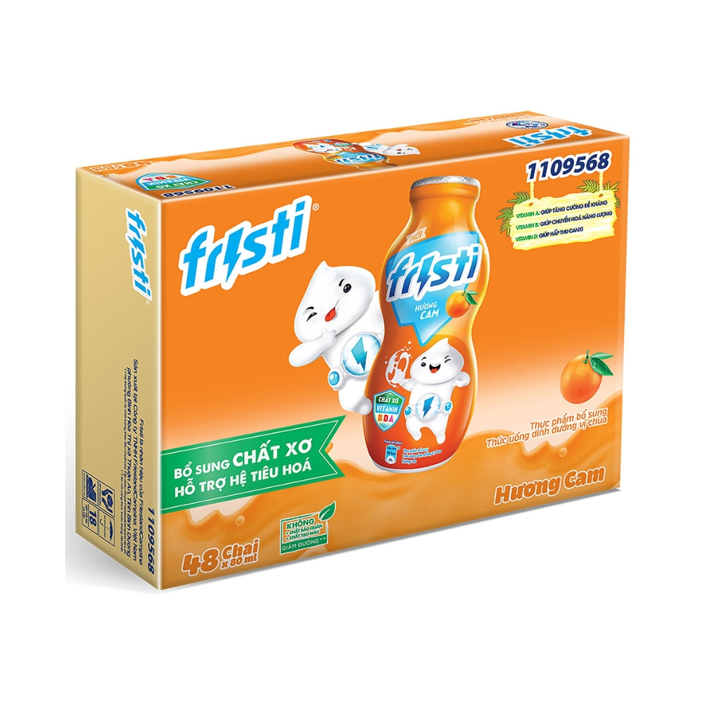 Thùng 48 chai sữa Fristi vị dâu/cam/nho/táo/đào tiên 80ml